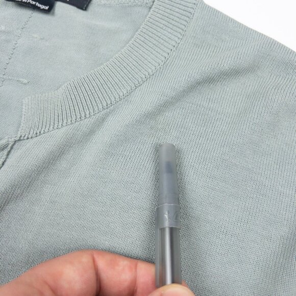 Hannes Roether Cardigan Sweater Men's Large Light Green Button-Up Loop Cotton - Picture 16 of 16